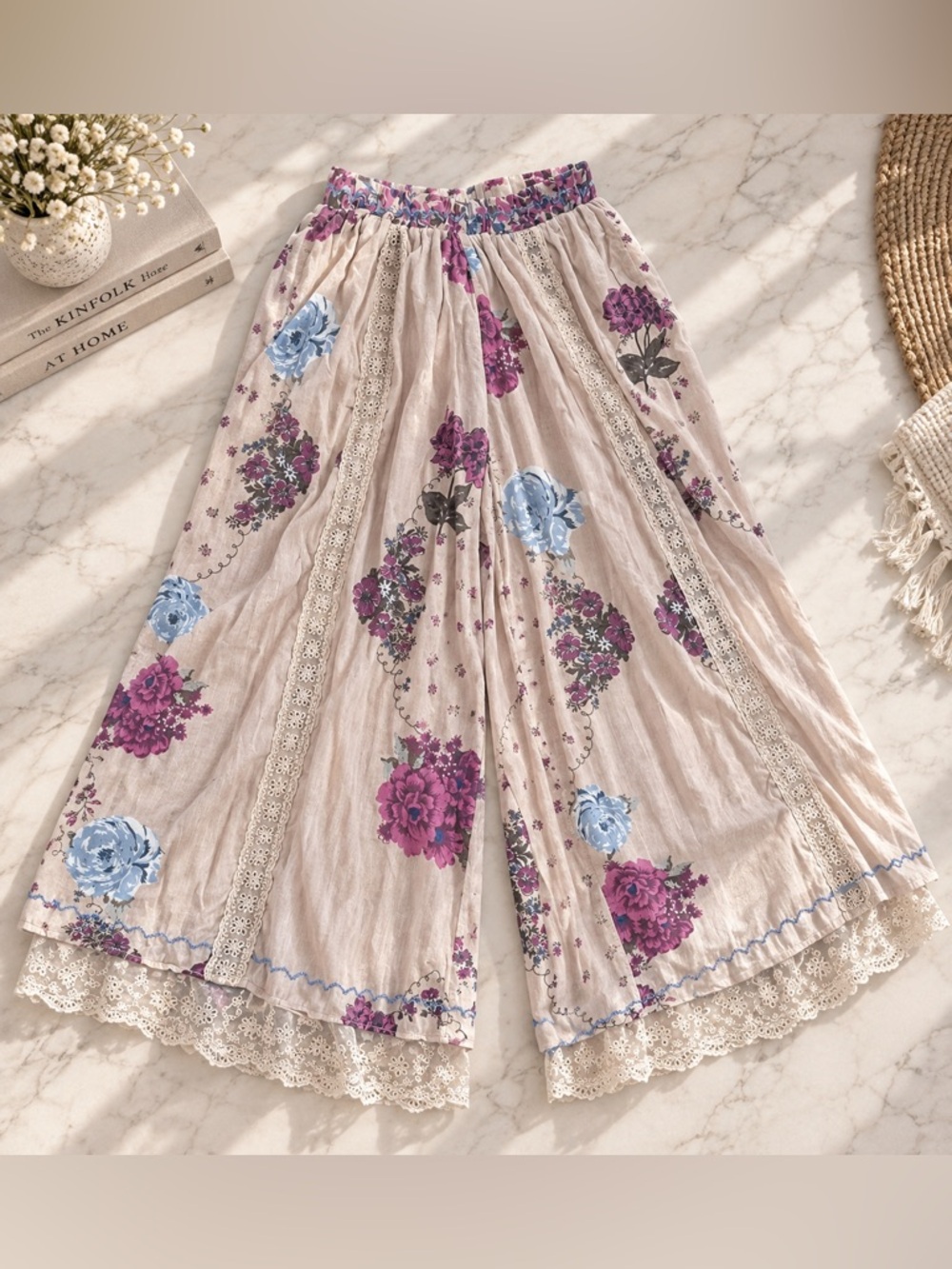 Free People Hey Lover Printed Rose Floral Sheer Wide-Leg Sleep/Lounge Pants XS